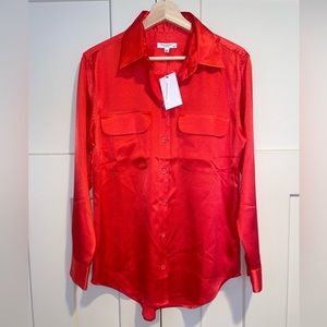 Equipment New Signature Satin Shirt Red Coral NWT Size Small